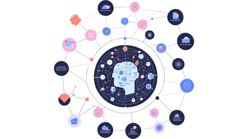 A diagram showing how AI processes data (photos, audio, videos, text) to build its world model. Generated by AI Canva.